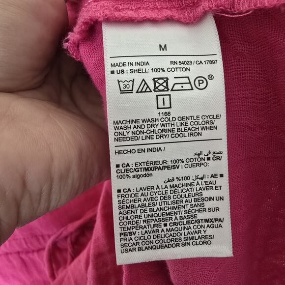 Old Navy Womens Medium Cotton Crinkle Gauze Romper Pink Beach Barbie Lightweight - Picture 7 of 7